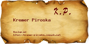 Kremer Piroska névjegykártya